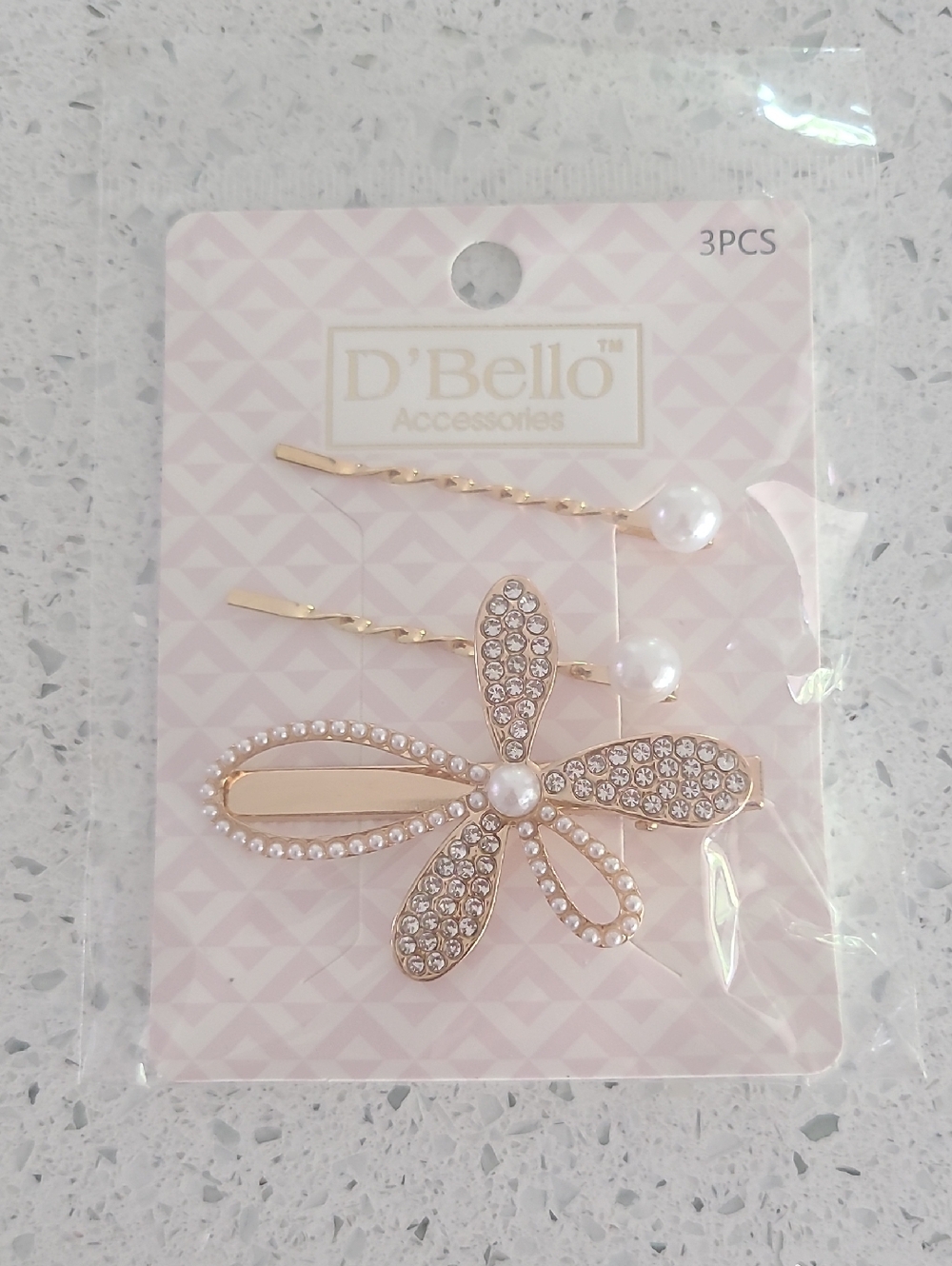 Gold Pearl & Crystal Flower Hair Clip Set